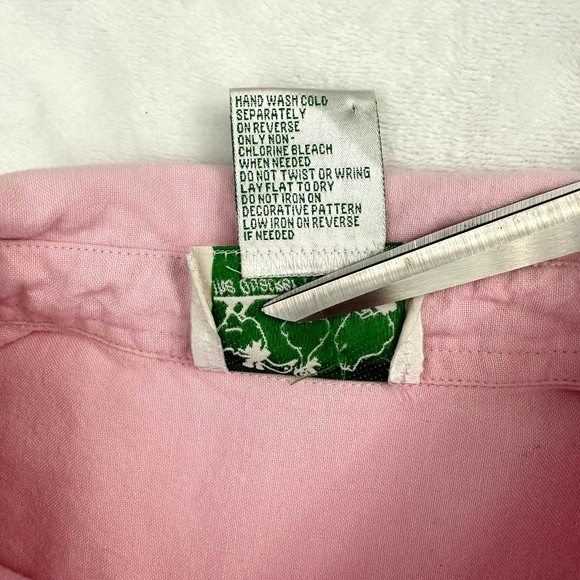 The Quacker Factory Shirt Floral Button Size M Soft Pink Sequin Embroidery Beads - Picture 7 of 15